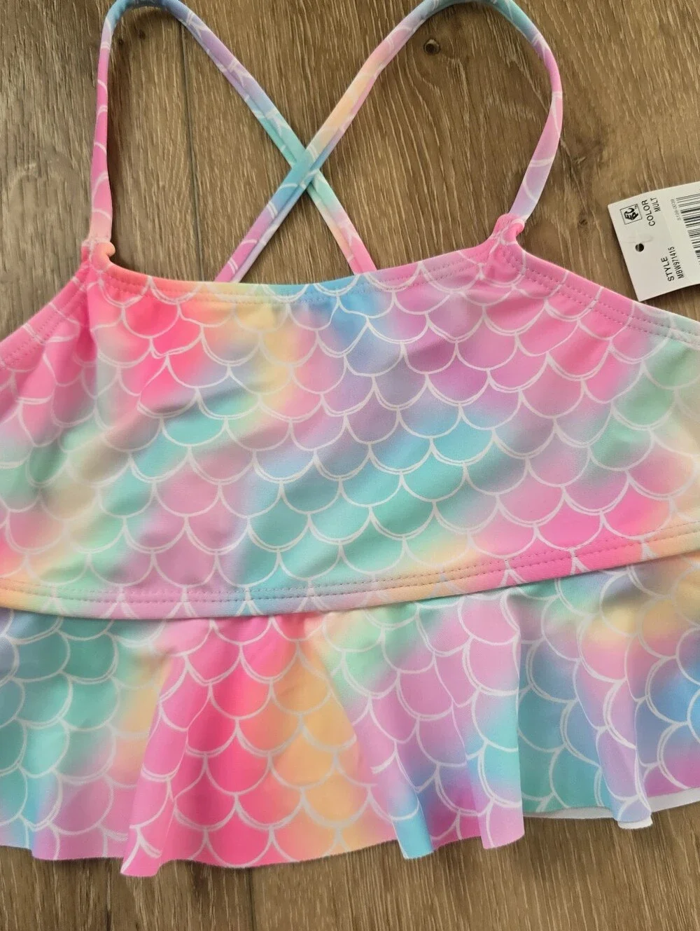 Breaking Waves Girls Peplum Tankini Top & Scoop Bottom Swimsuit 8 10